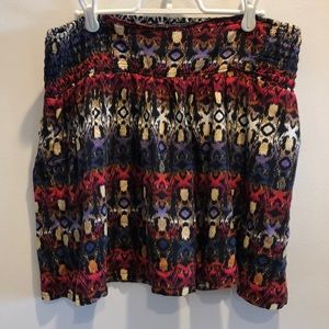 Tribal print skirt with elastic waistband